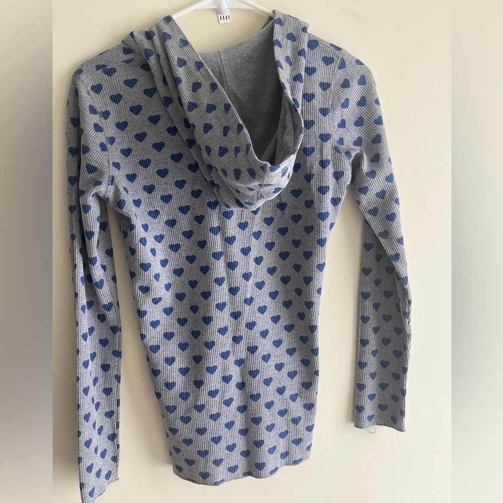 Blue Heart Pattern Cowl Neck Sweater